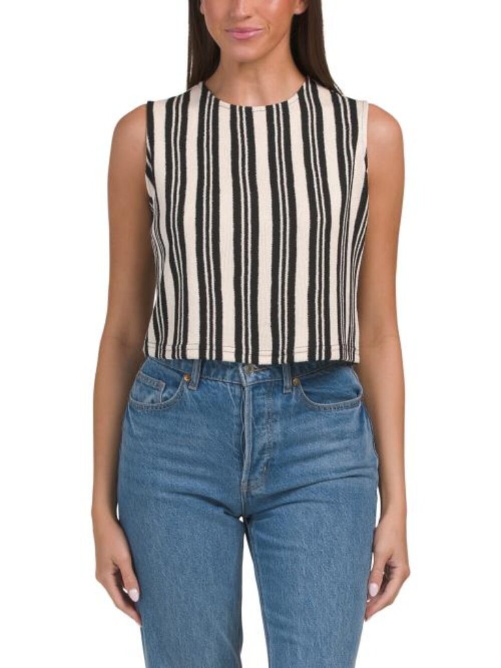 GEMMA+ JANE Knit Jacquard Sleeveless Cropped Tank